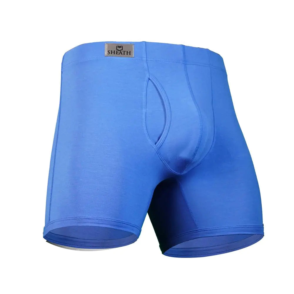 SHEATH Men’s Underwear with Pouch 3.21 Mens Modal Boxer Briefs | Dual Pouch Athletic Fit Blue